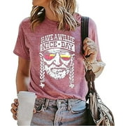 AIMITAG Have a Willie Nice Day T Shirt for Women Country Music Graphic Tees Summer Casual Vacation Shirts Short Sleeve Tops