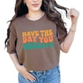 thumbnail image 1 of Have the Day You Deserve, Vacation, Vacay or Rest from Work Themed, Groovy Retro Wavy Text, Espresso Comfort Colors T-Shirt, Large, 1 of 1