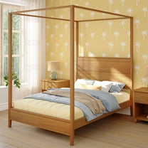 Haven Canopy Bed with Square Post and Wood Headboard (Full), Pecan