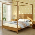 thumbnail image 1 of Haven Canopy Bed with Square Post and Wood Headboard (Queen), Pecan, 1 of 9