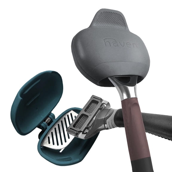 Haven Clip On Razor Protector for Men and Women - Premium Razor Covers Designed to Last - 2 pack (Blue and Charcoal Gray)