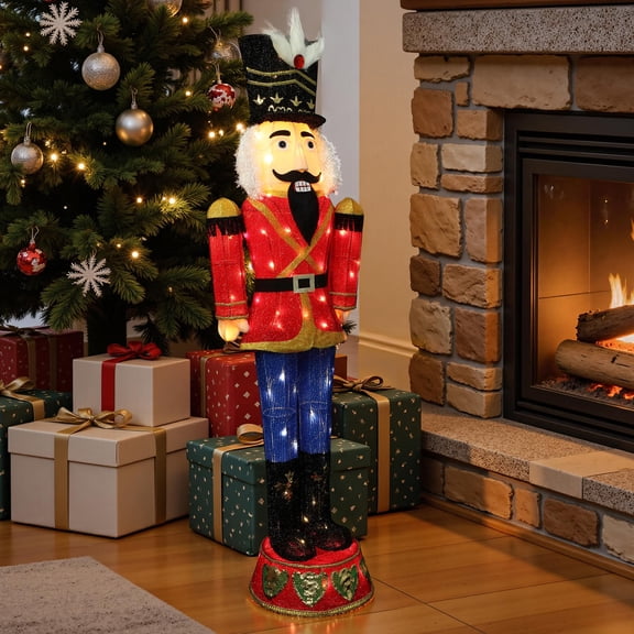 Haven Crest 4FT Prelit 3D Nutcracker Soldier 80 LEDs Yard Lawn Porch Decor