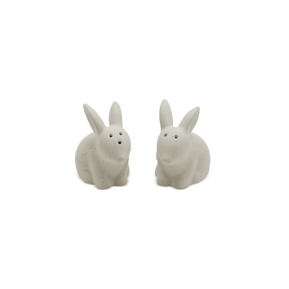 Haven Easter Bunny Salt & Pepper Shaker Set - Natural with Black Speckles