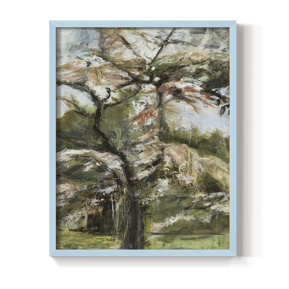 Haven Framed Print in Blue Solid Wood Framed Print No Nail Hanging