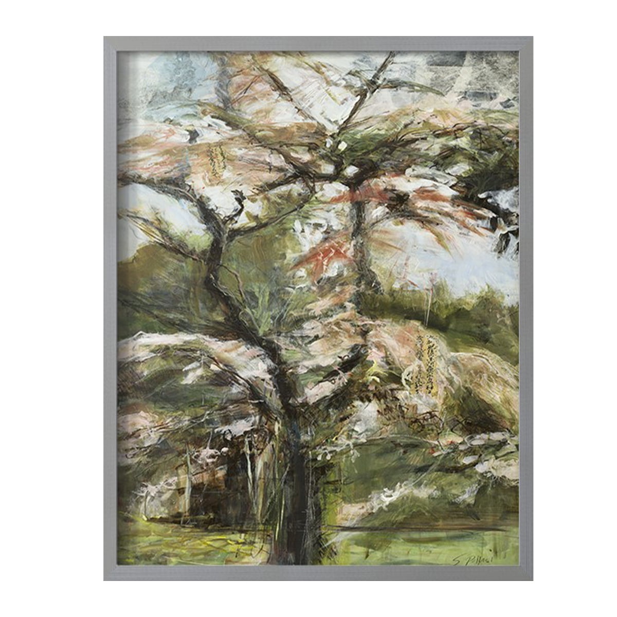 Haven Framed Print in Gray Solid Wood Framed Print No Nail Hanging