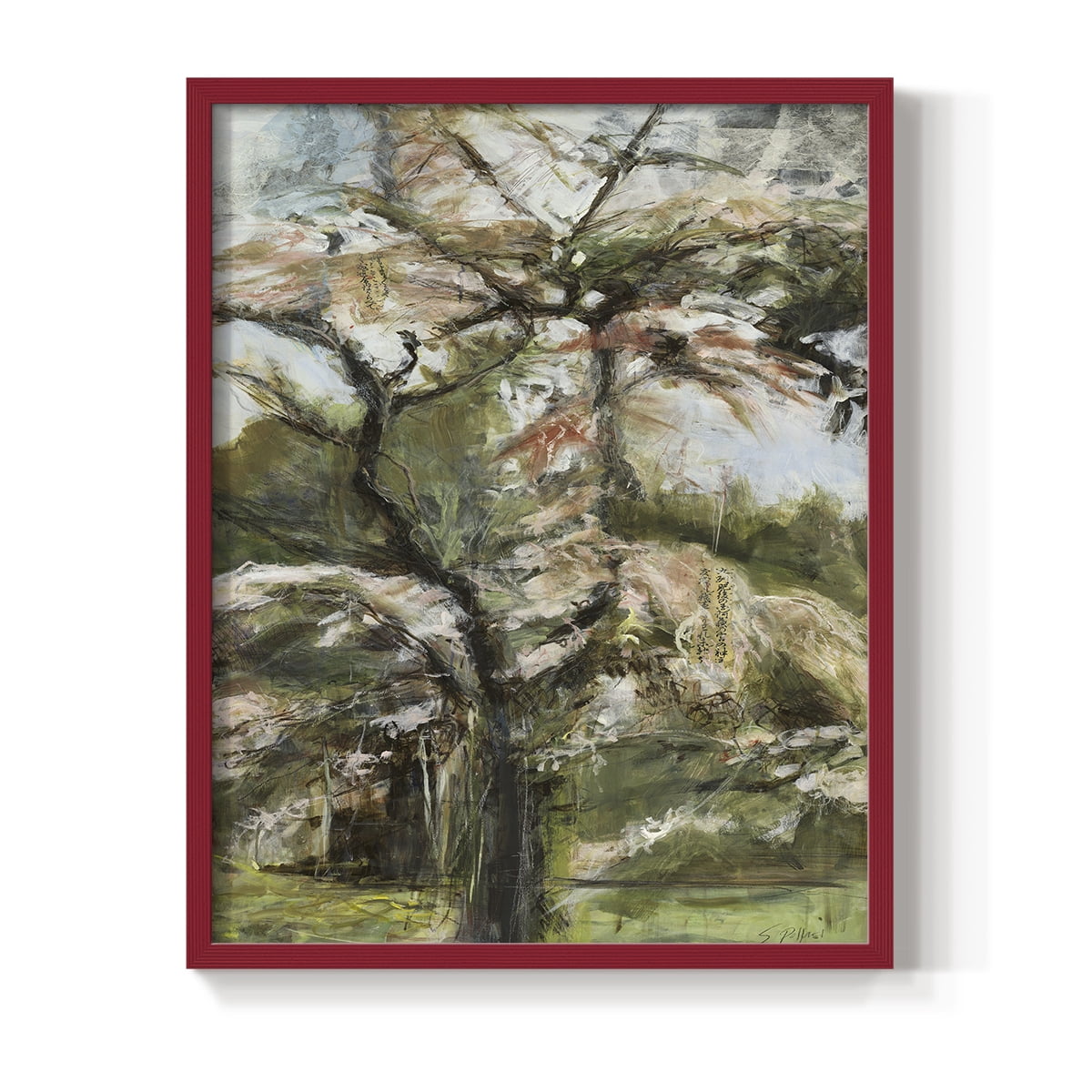 Haven Framed Print in Red Solid Wood Framed Print No Nail Hanging