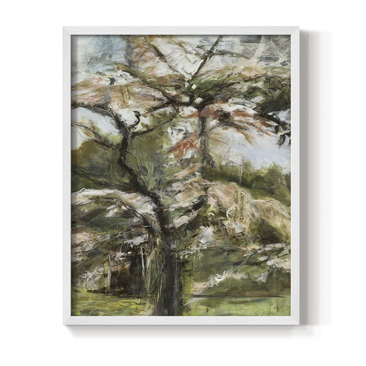 Haven Framed Print in White Solid Wood Framed Print No Nail Hanging