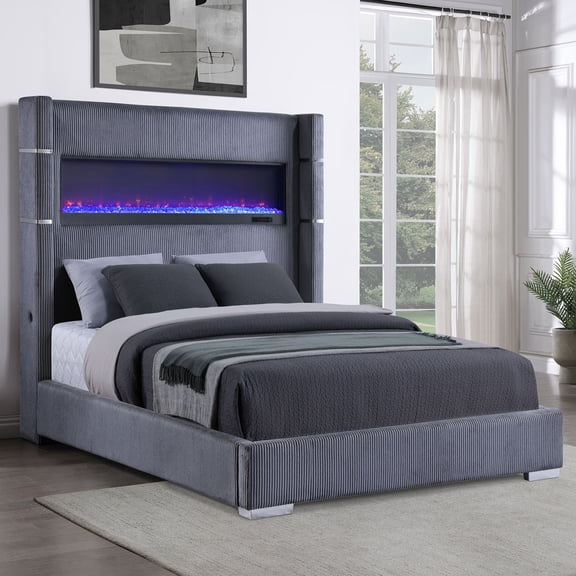 Haven Grey Upholstered Queen Bed