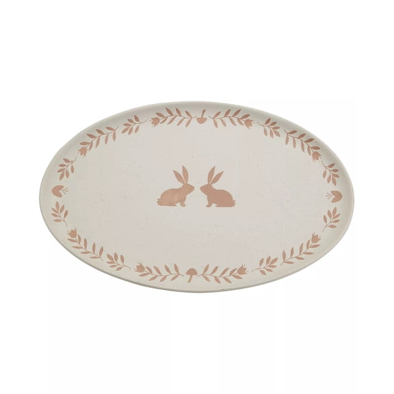 Haven Serving Platter Easter Bunny Ceramic Oval Natural with Black Speckles 16 Inch