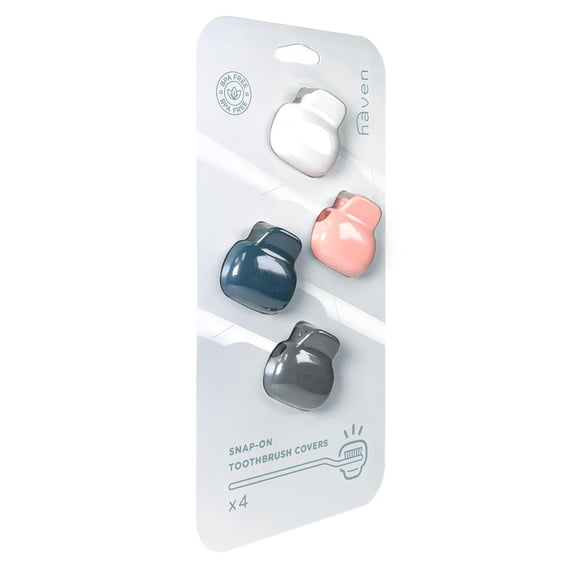 Haven Toothbrush Cover - Fits Electronic and Manual Toothbrushes - Toothbrush Case Holder for Travel - Set of 4 Tooth Brush Protectors (White, Coral, Teal, Charcoal Gray)
