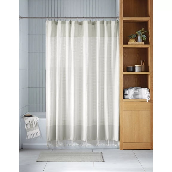 Haven Two Tone Organic Cotton Shower Curtain in Gray (72 x 72 Inch)