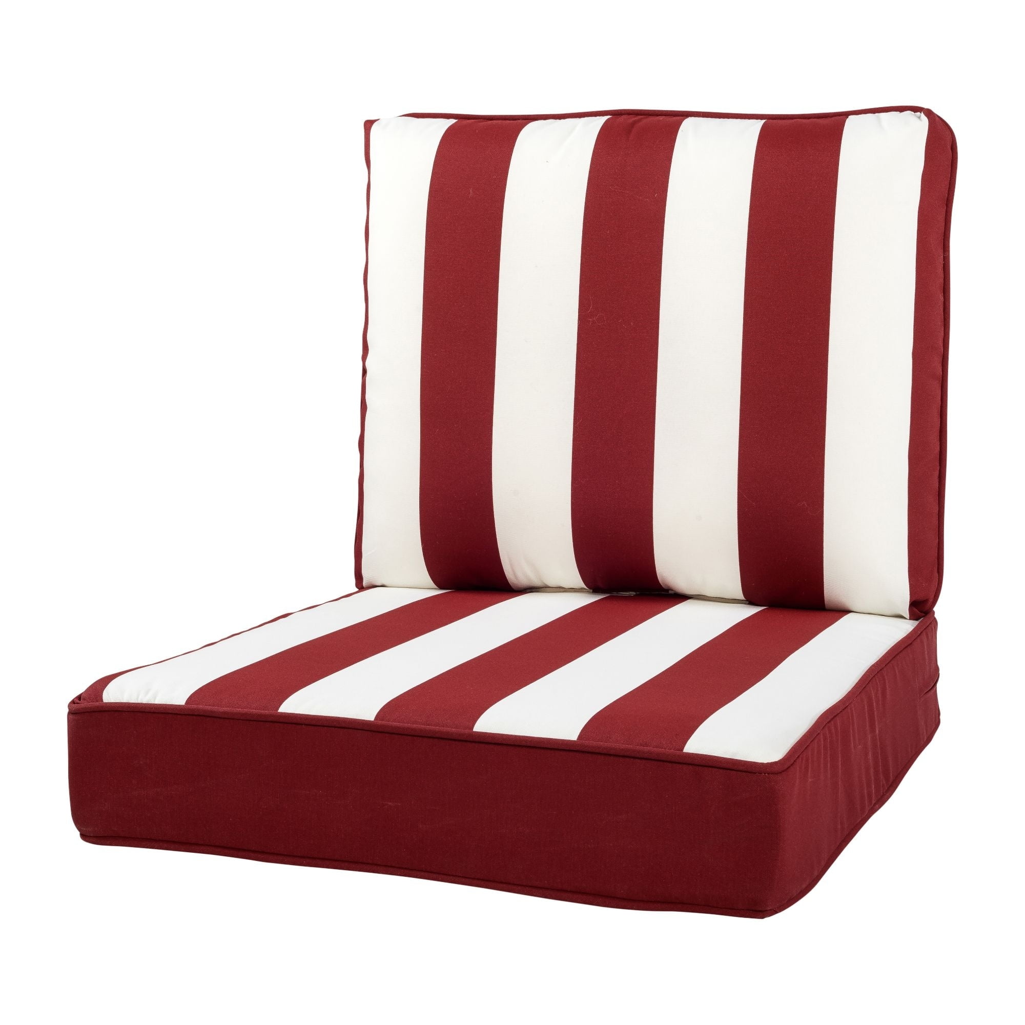 Haven Way Striped Outdoor Seat & Back Cushion Set Red White Stripe