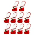 thumbnail image 1 of HavenCo Set of 10 Christmas Stocking Shaped Gift Bags with Ribbon Drawstring and Mesh Top for Holiday Party Decoration Storage, 1 of 5