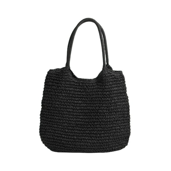 HavenCo Woven Straw Tote Bag Large Capacity Handbag Casual Shoulder Bag for Women Handmade Braided Design Lightweight Style