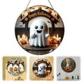 thumbnail image 1 of HavenCraft Round Halloween Door Hanger Trick Or Treat Welcome Sign Halloween Door Decoration Front Door Welcome Logo Pumpkin Door Hanger Retro Hanging Logo Home Kitchen Garden Porch Decoration, 1 of 9