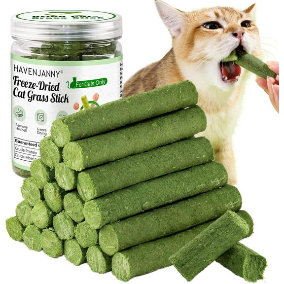 HavenJanny 100g/3.52oz Cat Grass Teething Stick for Cat, Cat Grass Stick Canned for Indoor Cats, Cat Grass Treats Hairball Relief and Teeth Cleaning