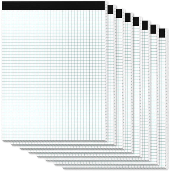 HavenRow Supply 8 Pack Graph Paper Pads 8.5 x 11, 4x4 Quad Grid Paper Pad 8-1/2" x 11" | White Quadrille Pad, Easy Tears Off Design, Grid Notebook 8-1/2 x 11, White 70 GSM Graft Paper, 30 Sheets/Pad