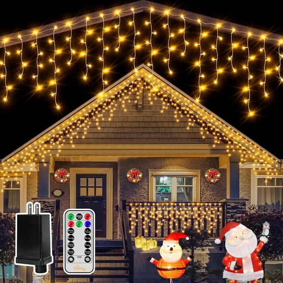 HavenRow Supply Warm White Icicle Lights for Outside, 504 LED 41 ft Connectable Christmas Lights with Remote, 8 Modes, 4 Brightness Levels, Timer and IP44 Water-Resistant Plug-In Eave Lights