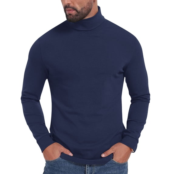 Huoegna Men's T-Shirts Turtleneck Long Sleeve Shirts Basic Tees Pullover Shirts Lightweight Casual Shirts Undershirts