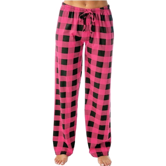 Huoegna Pajama Pants for Women Casual Wide Leg Elastic Waist Drawstring Pants Comfy Loose Lounge Pajamas