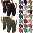 thumbnail image 1 of Havenre 2 Pack Cargo Shorts for Men Casual Summer Hiking Pants Elastic Waist Big and Tall Regular Fit Knee Length Multi-Pockets Bermuda Shorts Wine L, 1 of 8