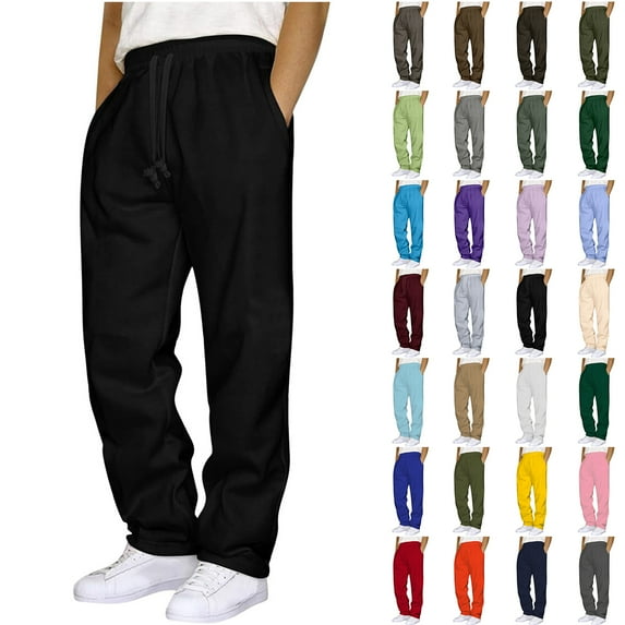 Havenre Baggy Sweatpants for Men Fashion Drawstring Elastic Waist Joggers Casual Open Bottom Athletic Sweat Pants Loose Comfy Lounge Trousers with Pockets A01-Wine XL