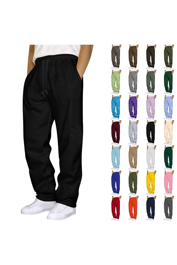 Baggy Sweatpants for Men Fashion Drawstring Elastic Waist Joggers Casual Open Bottom Athletic Sweat Pants Loose Comfy Lounge Trousers with Pockets A01-Army Green L