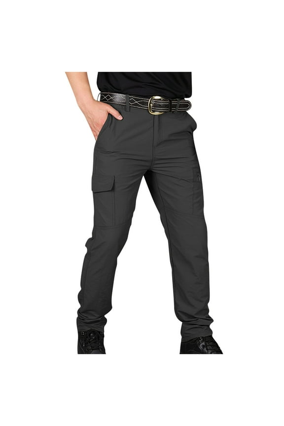 Cargo Pants for Men Outdoor Active Quick Dry Camping Fishing Pants Workout Regular Straight Leg Stretch Work Pants with Multi-Pockets Black L