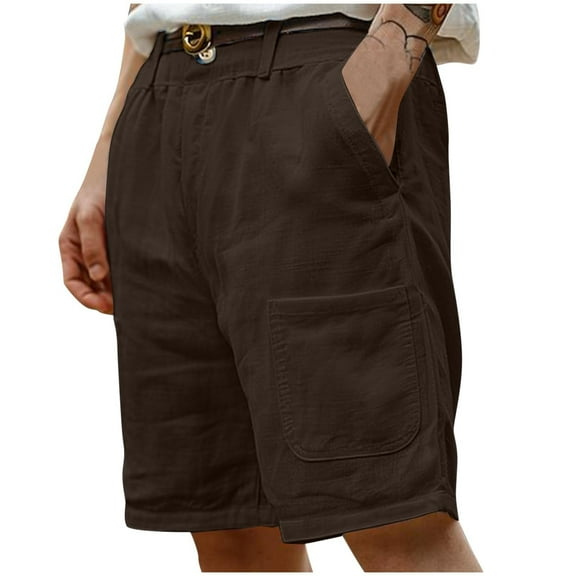 Havenre Cargo Shorts for Men Lightweight Button Elastic Waist Shorts Casual Stretch Lightweight Work Shorts Summer Travel Pants with Pockets Brown XXXL