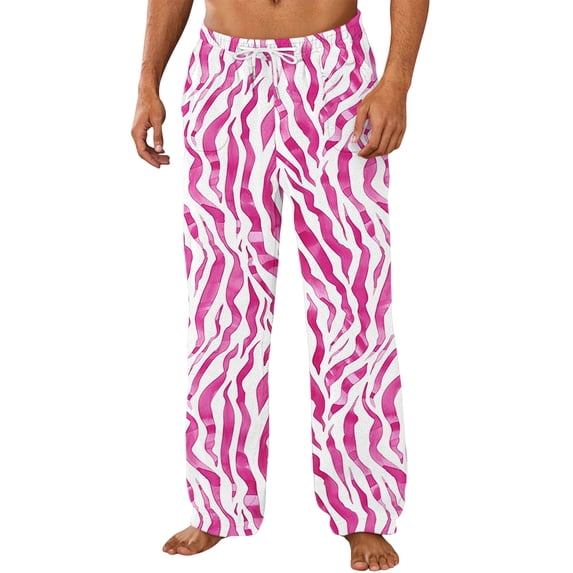 Havenre Christmas Men's Plaid Pajama Pants Casual Drawstring Elastic Waist Xmas Pattern Printed Flannel Pajama Sleep & Lounge PJ Bottoms Warm Sleepwear with Pockets Pink#03 S