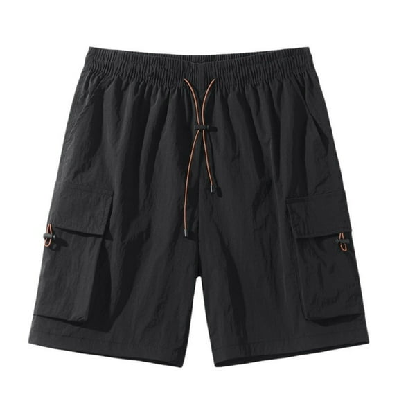 Havenre Lightweight Cargo Shorts for Men Quick Dry Summer Drawstring Elastic Waist Work Shorts Outdoor Hiking Relaxed Fit Short Pants with Multi Pockets Black XXXL