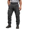 thumbnail image 1 of Havenre Men Cargo Work Pants Relaxed Fit Drawstring Elastic High Waist Stretch Joggers Waterproof Construction Hiking Loose Baggy Trousers with Multi-Pockets Black 38, 1 of 3