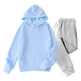 thumbnail image 1 of Havenre Men's 2 Piece Fleece Lined Hoodie Tracksuit Outfits Drawstring Long Sleeve Hooded Pullover Sweatshirt Elastic Waist Joggers Sweatpants Fashion 2025 Velvet Sweatsuit Set Light Blue#02 XXL, 1 of 7
