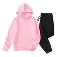 thumbnail image 1 of Havenre Men's 2 Piece Fleece Lined Hoodie Tracksuit Outfits Drawstring Long Sleeve Hooded Pullover Sweatshirt Elastic Waist Joggers Sweatpants Fashion 2025 Velvet Sweatsuit Set Pink XXL, 1 of 6