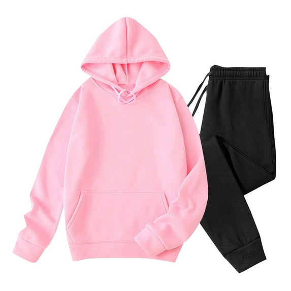 Havenre Men's 2 Piece Fleece Lined Hoodie Tracksuit Outfits Drawstring Long Sleeve Hooded Pullover Sweatshirt Elastic Waist Joggers Sweatpants Fashion 2025 Velvet Sweatsuit Set Pink XXL