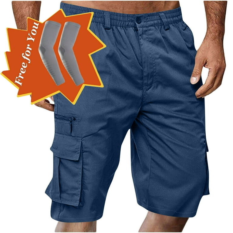 Havenre Men's Capri Long Elastic Cargo Shorts Below Knee Shorts