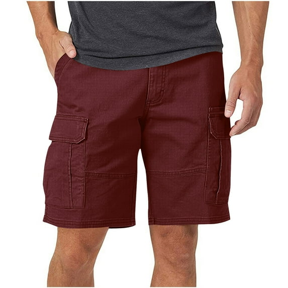 Havenre Men's Cargo Shorts Golf Elastic Waist Short for Men Cotton Hiking Shorts Stretchy Workout Short with Pockets Wine L