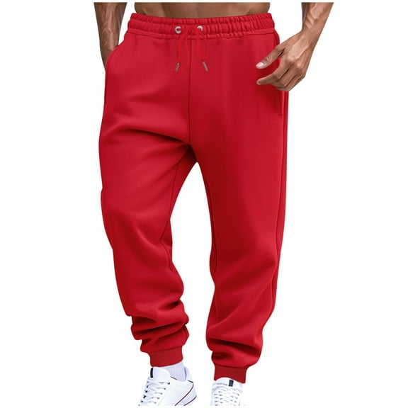 Havenre Men's Cargo Sweatpants Lightweight Stretch Elastic Waist Athletic Workout Jogger Pants Drawstring Sport Trousers with Pockets Red XXL