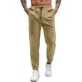 thumbnail image 1 of Havenre Men's Casual Pants Waffle Knit Straight Leg Yoga Pants Lightweight Drawstring Elastic Waist Sweatpants Clinch Bottom Lounge Trousers with Pockets Khaki XXXL, 1 of 6