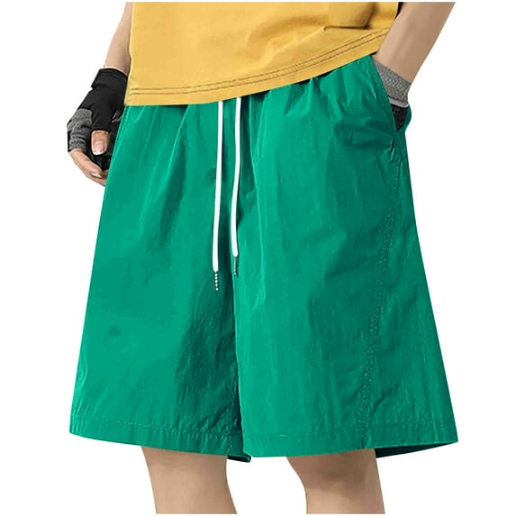 Havenre Men's Casual Shorts Big and Tall Elastic Waist Drawstring Lightweight Outdoor Summer Beach Work Shorts with Pockets Hiking Shorts Green XXXXXL