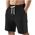 thumbnail image 1 of Havenre Men's Casual Shorts Elastic Waist Drawstring Lightweight Outdoor Summer Bermuda Knee Length Beach Shorts with Pockets Hiking Shorts Black XXXL, 1 of 6