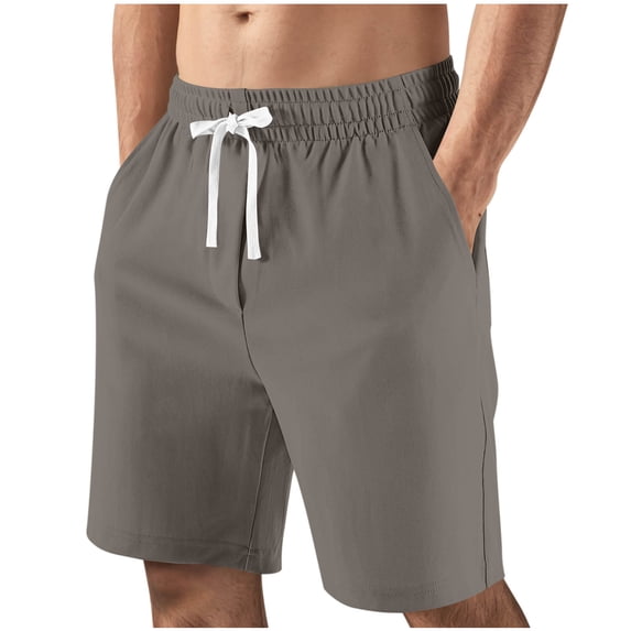 Havenre Men's Casual Shorts Elastic Waist Drawstring Lightweight Outdoor Summer Bermuda Knee Length Beach Shorts with Pockets Hiking Shorts Dark Gray XL