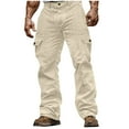 thumbnail image 1 of Havenre Men's Corduroy Cargo Pants Big and Tall Regular Fit Casual Button High Waist Baggy Joggers Straight Leg Outdoor Work Pants Retro Style Workwear with Multi-Pockets Beige XXL, 1 of 7