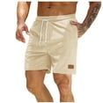 thumbnail image 1 of Havenre Men's Corduroy Shorts Lightweight Casual Elastic Waist Drawstring Lightweight Summer Beach Shorts with Pockets Khaki XL, 1 of 6