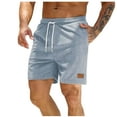 thumbnail image 1 of Havenre Men's Corduroy Shorts Lightweight Casual Elastic Waist Drawstring Lightweight Summer Beach Shorts with Pockets Light Blue L, 1 of 7