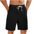 thumbnail image 1 of Havenre Men's Faux Linen Shorts Casual Shorts Lightweight Drawstring Elastic Waist Stretch Summer Beach Vacation Shorts with Pockets Black XL, 1 of 6