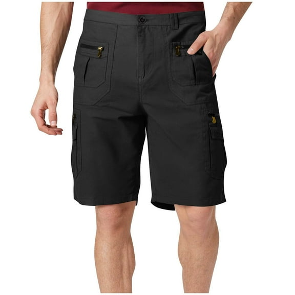 Havenre Men's Hiking Cargo Shorts Big and Tall Regular Fit Casual Quick Dry Golf Outdoor Work Tactical Shorts with Multi Pocket for Fishing Travel Black XXL