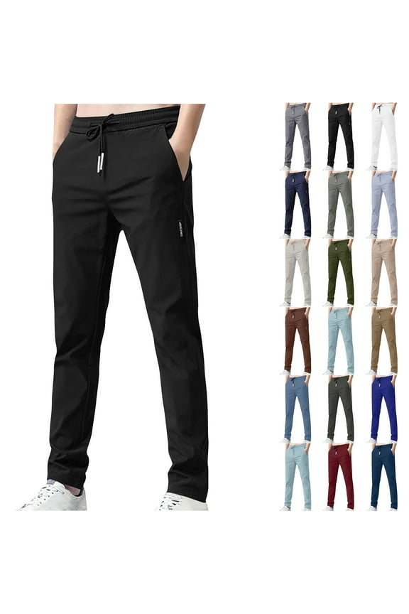 Men's Hiking Joggers Travel Athletic Sweatpants Lightweight Drawstring Elastic Waist Quick Dry Outdoor Running Pants with Pockets Mint Green M