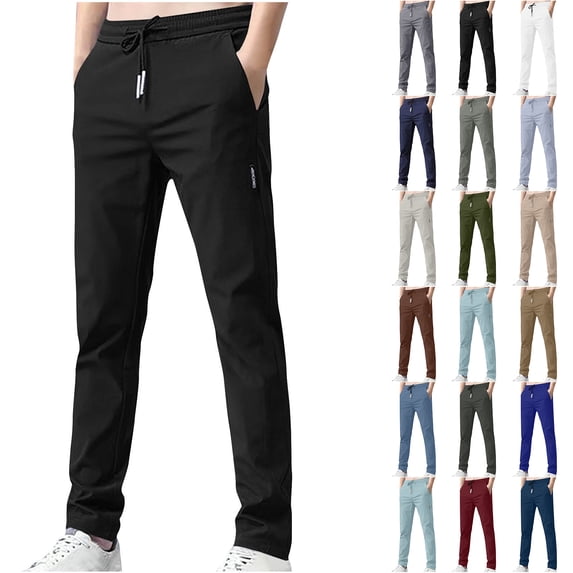Havenre Men's Hiking Joggers Travel Athletic Sweatpants Lightweight Drawstring Elastic Waist Quick Dry Outdoor Running Pants with Pockets Beige XXXL
