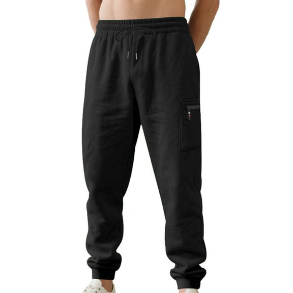 Havenre Men's Joggers Drawstring Elastic High Waist Jogger Cargo Sweatpants with Zipper Pockets Lightweight Slim Fit Athletic Track Pants Black XXL